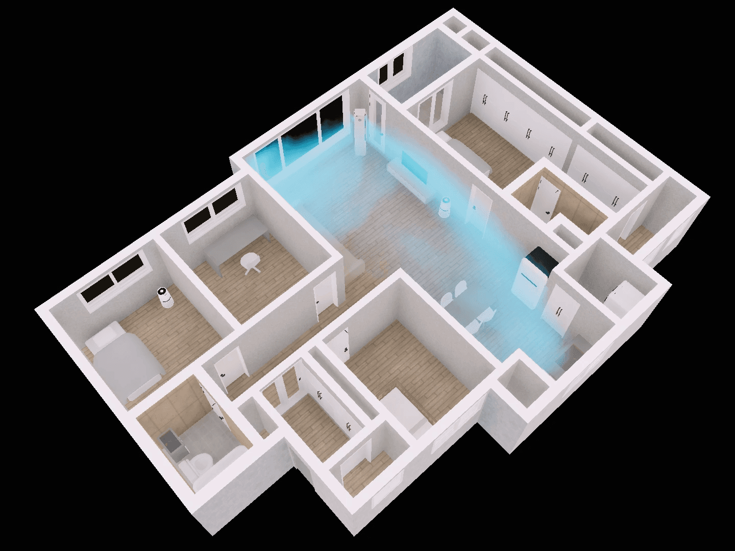 주거 공간 에어컨 기류 시뮬레이션